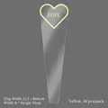 Yellow flower bouquet packaging sleeve with LOVE heart print, 50 sheets pack, 43cm height - Heart Single Bag-Yellow / 50Pcs/Bag