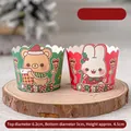 Pack of 100 Christmas cupcake liners with red and green cartoon bear and rabbit patterns - Paper Cups Rabbit Bear Mix 100pcs