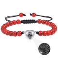 Rotes Türkisperlen-Armband mit verstellbarer Kordel und herzförmigem Projektionsstein - Herzanhänger - Roter Türkis