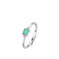 Ring aus S925 Sterlingsilber mit quadratischem türkisfarbenem Stein und Zirkonia - US-Größe 5 / Silberner Ring