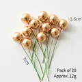 Set of 20 shiny gold Christmas berry picks with 1.5cm foam balls for DIY crafts - 1.5cm Gold Berries (20 Pcs)