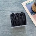Pack of 20-30 black braided high-elasticity hair ties in a clear square storage box - 6# Black Spiral (50pcs Box)