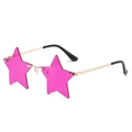 Chic rimless star-shaped sunglasses with dark pink lenses and gold metal temples - Gold Frame Dark Purple