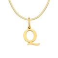 Polished gold initial Q pendant on a flat snake chain necklace for women - Letter Q / 1 Piece / Gold