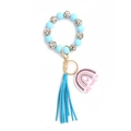 Porte-clés bracelet en silicone bleu ciel et léopard avec breloque cœur Mama - Bleu