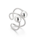 Anello in acciaio inossidabile argento a doppio strato con due sfere e design aperto - US 8 / Color Acciaio