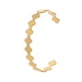 Elegant gold titanium steel open bangle featuring wave textured cloud patterns and a glossy finish - Y536-1 Gold Wave Edge