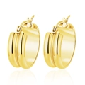 Polished 18K gold plated double row hoop earrings with a sleek mirror finish - Double-sided Round 8MM*16MM / Gold
