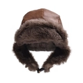 Colbacco in ecopelle marrone con fodera in peluche spessa e fibbia regolabile invernale - Colbacco con Paraorecchie / Marrone