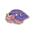 Cartoon hermit crab enamel pin with purple shell and golden starry sky space patterns - Purple Starry Hermit Crab Style (xz9532)