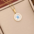 Goldene Evil Eye Kette mit Kristallen in Schmuckbox, zweilagiger Edelstahl-Schmuck für Damen - Runder böser Blick Strass-Stil (3#)