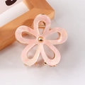 Elegant pink floral hair claw clip with marble texture and golden metal spring - Pink Mother of Pearl Texture