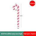 60cm pink and white striped Christmas candy cane decoration with glitter finish - 60CM Pink White Thick Candy Cane (Single)
