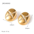 Orecchini a goccia dorati 18 carati con strass a forma di croce e dimensioni - Stile Croce Ovale (JDE2402032) / JDE2402032