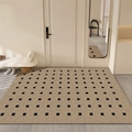 French minimalist oatmeal PVC doormat with black square geometric pattern for entryway - Shanghai Flower Hall - Pineapple Ring - Horizontal Laying / 80x120cm (pu Leather)
