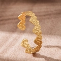 18K gold-plated stainless steel open cuff bracelet with hammered heart pattern design - Heart