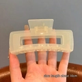 Minimalist cream yellow hair claw clip, 10cm resin shark clip for thick hair styling - Square Jelly White - Approx 10.5cm