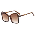 Fashionable oversized square leopard print sunglasses with brown gradient lenses for women - Leopard Frame Gradient Tea Lens