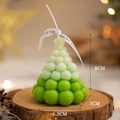 Green Christmas tree scented candle with tiered bobble texture and ribbon, size 8cm - Small / Gradient Green
