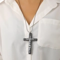 Retro black wooden cross necklace with Faith lettering on a black ball chain - Black (7011)