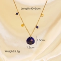 Detailed view of teardrop lapis lazuli pendant with 40+5cm gold titanium steel chain - Lapis Lazuli