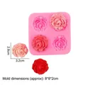 Pink 4-hole rose flower silicone mold for DIY fondant cake decorating and chocolates - 2# 4-Cavity Rose / Pink