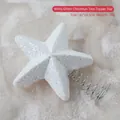 White glittery Christmas tree topper star 15x18.5cm with silver spiral metal base - White Glitter Star Tree Topper