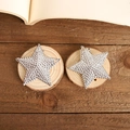 Two silver dimpled five-pointed stars for Christmas tree and festive wreath decoration - 5cm Solid Star / 2 Pcs/Set / Silver