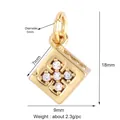 Gold plated copper mushroom star pendant with white zircon stones 18x9mm size - K323275-Gold Square Zirconia