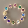 Gold-plated titanium steel zodiac birthstone necklaces with colorful round crystal pendants - Birthstone Set