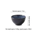 Japanese ceramic bowl with 11cm diameter featuring dark black exterior and blue reactive glaze - 4.5 Inch / Starry Sky Blue
