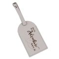 Cream white PU leather luggage tag with gold embossed adventure quote and metal buckle - Light Gray