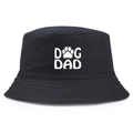 Cappello da pescatore nero in cotone con stampa Dog Dad bianca e zampa di cane - Taglia Unica(58cm) / Nero