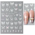 3D laser silver butterfly and star nail art stickers for manicures style STZ-X037 - Laser White Butterfly Star (STZ-X037)