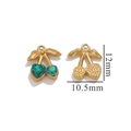 Golden cherry jewelry pendants with green heart stones measuring 10.5mm by 12mm - 1 Piece / Blue Crystal Gold Cherry