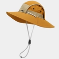 Close-up of lightweight quick-dry sun hat with breathable vents and adjustable wind rope - Adjustable / Yellow and Khaki