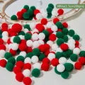 Mix of red green and white 1.5cm Christmas plush pom poms for DIY crafts 200pcs - White (1.5cm, 200pcs/pack)