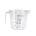 Macro view of clear plastic measuring cup with detailed ml and oz dual scale markings - 1000ml Transparent