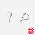 Elegant S925 sterling silver drop hoop earrings with a high-polish metallic finish - 925 Silver / #2 Platinum Silver - Teardrop Hoop
