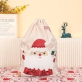 Canvas Santa Claus drawstring gift bag with festive holiday print on cozy home background - Style 2-Santa Claus / 40x57cm