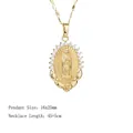 Collar dorado Virgen María con cristales y detalle de rosa, cadena de 45+5 cm - Virgen de Guadalupe / Oro Virgen María (Zirconia Blanca)