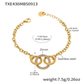 Detailed size specifications of the stainless steel interlocking zircon bracelet - Gold Bracelet
