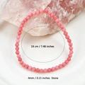 Bracciale di pietre naturali rosa con perle da 4mm e circonferenza elastica interna di 19cm - 4mm