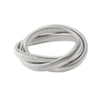 Macro view of silver triple-layered flexible coil bracelet with polished metallic texture - 18cm / Steel