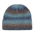 Detail of ribbed knit texture on a horizontal gradient blue and brown winter beanie hat - M(56-58cm) / Navy Blue