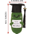 Handmade crochet graduation pickle 2024 doll with Big Dill card, 13cm tall souvenir - Graduation Hat Pickle 2024