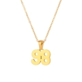 Minimalist 18K gold plated stainless steel necklace with bold number 98 pendant - Gold (98)