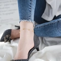 Golden titanium steel anklet with small beads on female ankle for beach fashion wear - Anklet / Rose Gold