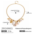 Waterproof stainless steel ocean necklace with shell and pearl charms, 45cm length - Hat Boot & Starfish Combination Style (JDN2408021)
