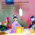 Pink vintage palace girl figurine night light made of resin with glowing lantern - -37 Chess Lamp Figurine